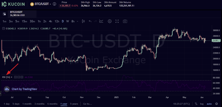 RSI Indicator on the Chart